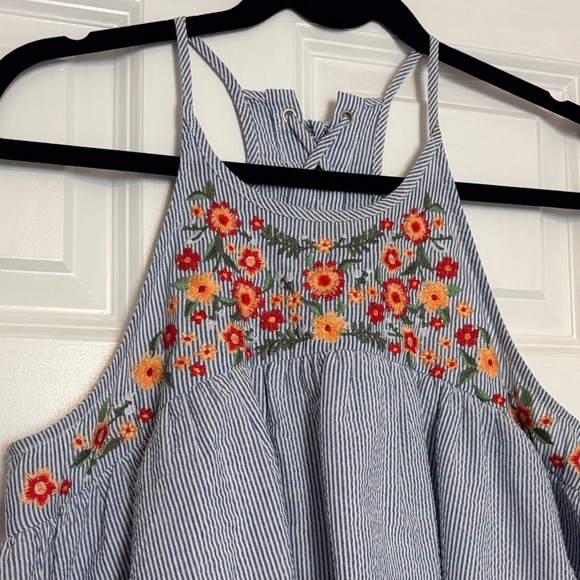 Miss Me Embroidered Halter Ruffle Tank Top - Picture 2 of 9